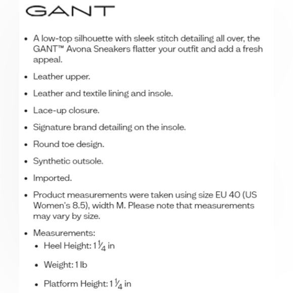 GANT Avona Leather Sneakers - Gold Grommets - Picture 10 of 10